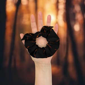 It’s Real...All Hallows’ eco friendly, recycled scrunchie, with bow, for accenting outfits during the Halloween season!