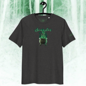 Sinister Halloween, green and black, organic shirt - grey