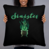 Sinister festive Halloween pillow, with greens over an expressively eerie black background.