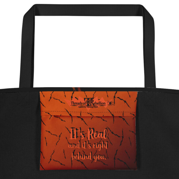 It’s Real…All Hallows’ large, tote bag for Halloween goods, with adorable pocket!