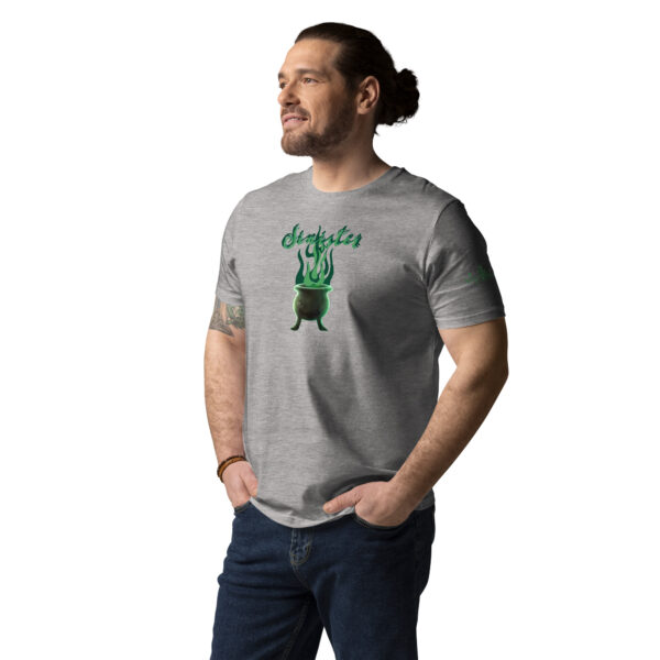 Sinister Halloween, green and black, organic shirt - grey