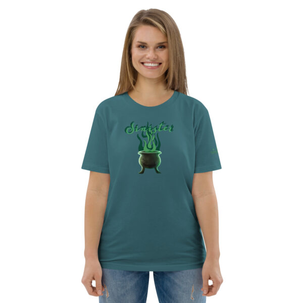 Sinister Halloween, green and black, organic shirt - teal